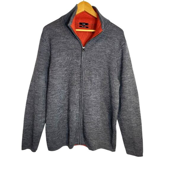 Benson Italian Yarn Men's Designer Wool Blend Full Zip Sweater Jacket Gray Large - Picture 1 of 10
